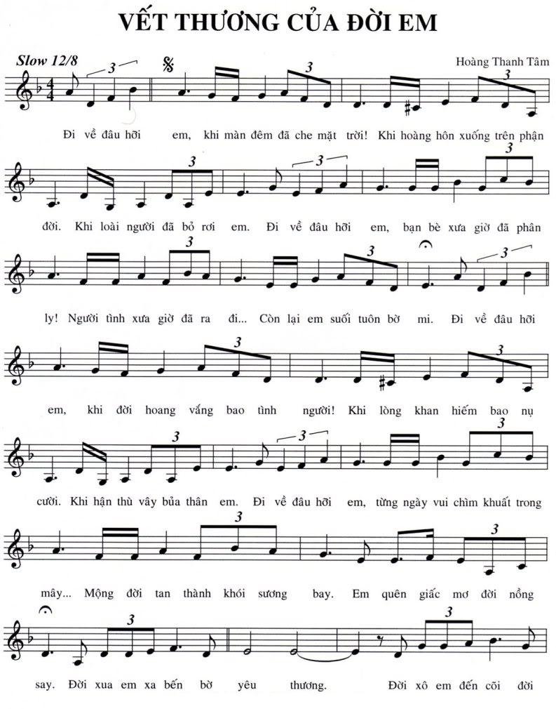 Sheet nhạc Vết Thương Đời Của Em